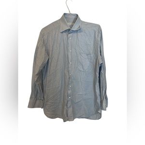Ermenegildo Zegna‎ Men’s Shirt Size 41 / 16 Regular Blue Check Button Up Flaw